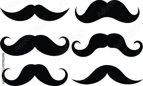 set of mustaches silhouette vector illustration