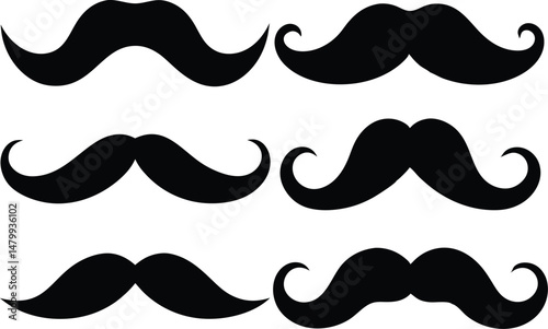 set of mustaches silhouette vector illustration