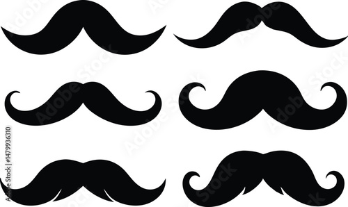 set of mustaches silhouette vector illustration