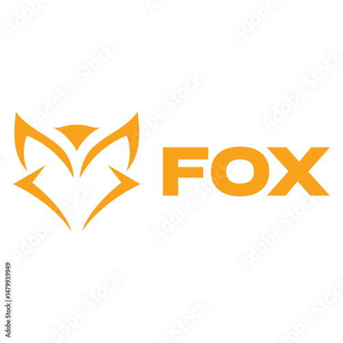 abstract fox head flat minimalist logo design