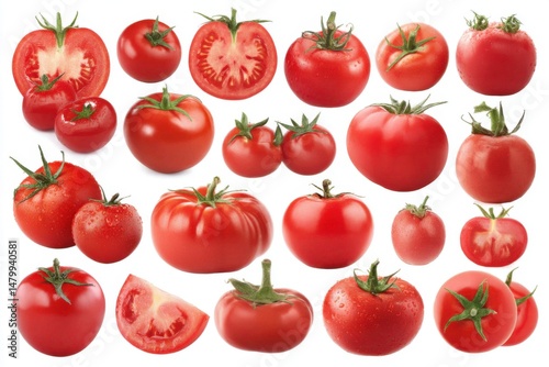 Fresh Tomatoes Still Life on White Background Studio Shot Close Up Food Photography Healthy Eating Ingredient