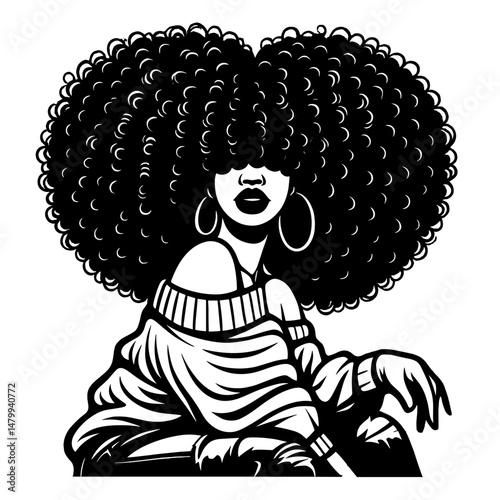 Queen of Spades cartoon illustration with a fantasy woman's face and flowing hair, blending vintage art and fashion