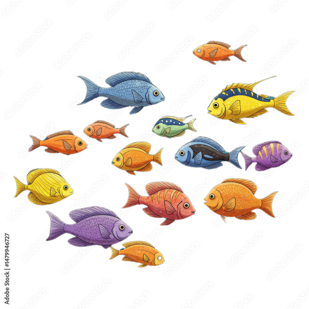 Naklejka premium set of fish