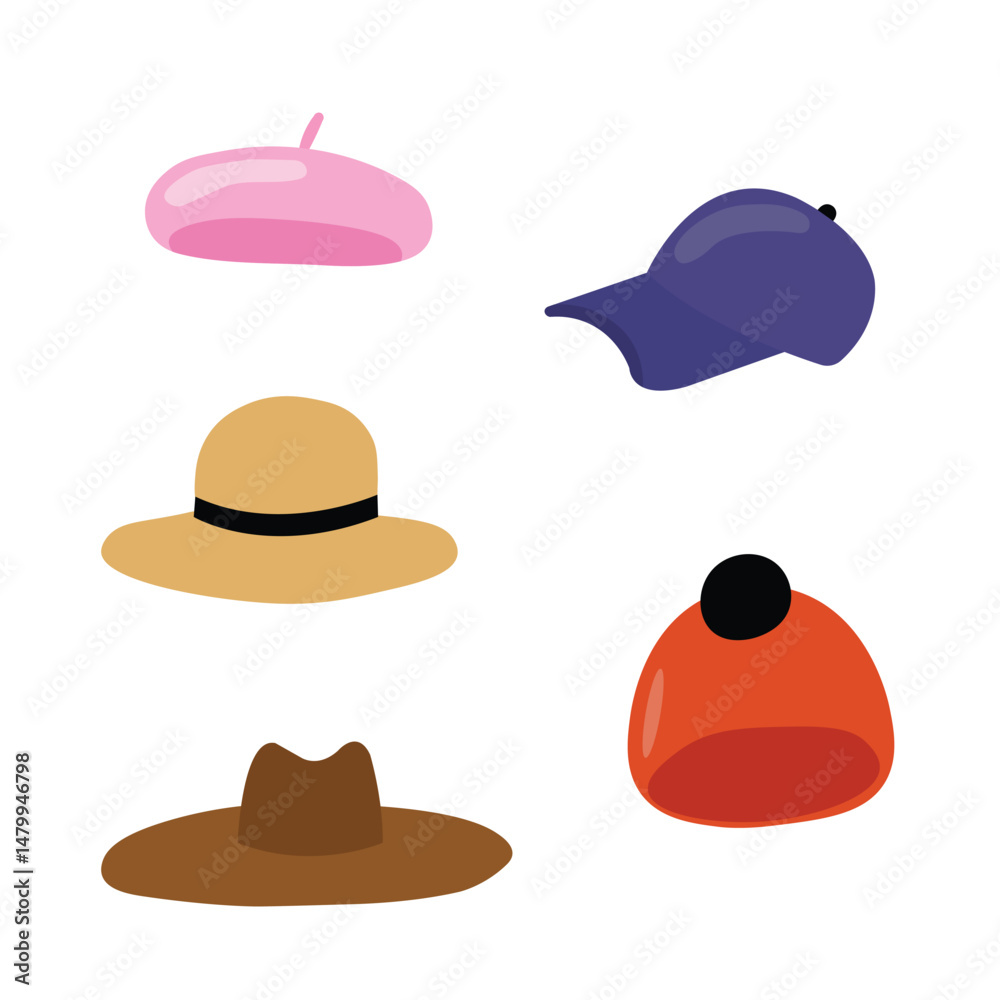 custom made wallpaper toronto digitalSet of flat vector illustrations with different colors fashion hats