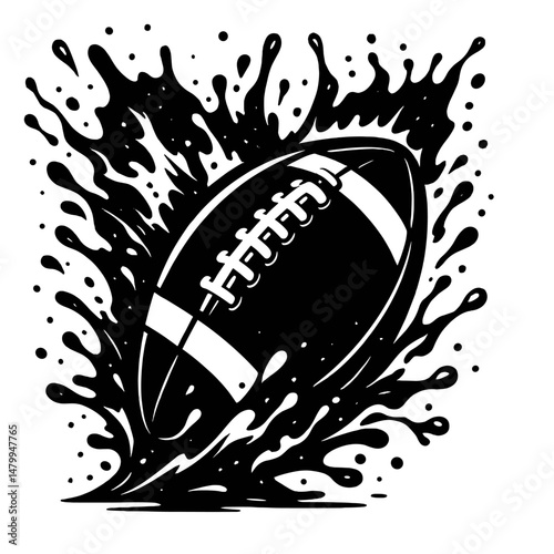 Vector illustration of a grunge American football design with a fiery brown ball, perfect for sports and game-day backgrounds