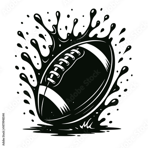 American football ball with sporty vector design and grunge style elements
