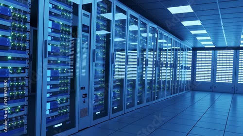 Server room filled with racks of equipment.