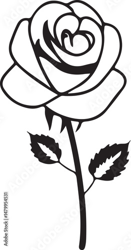 Rose Illustration Collection. Line Art Roses for Decoration. Blooming Roses.