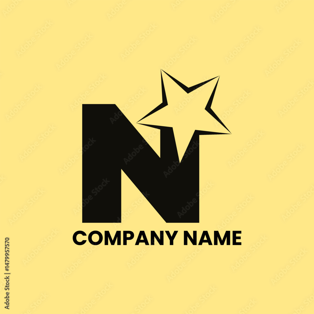 Obraz premium N letter star logo design