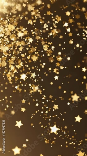star shapes gold celebration confetti sparkles background video motion