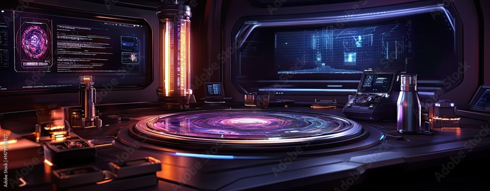 Futuristic Robot Printer in High-Tech Environment