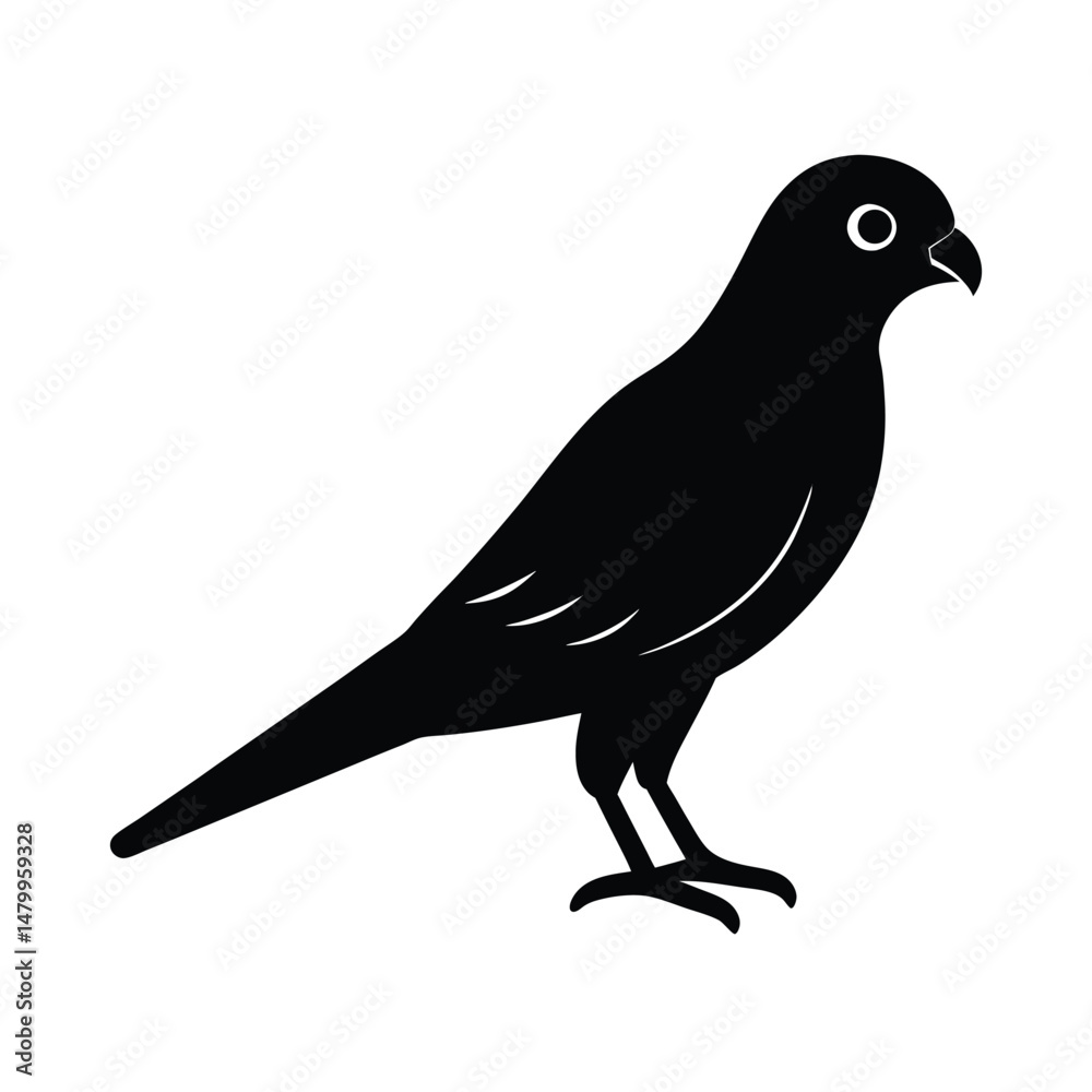 Fototapeta premium a black silhouette of a puffin bird vector art illustration