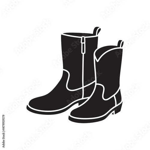 Boots Silhouette – Black Vector Clipart Design on White Background