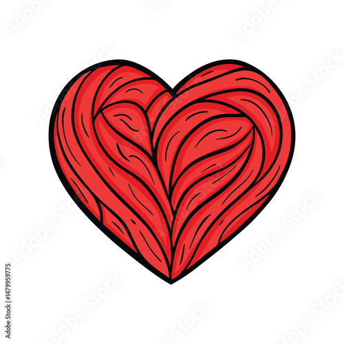Stylized red heart with flowing lines, perfect for Valentine's Day or expressions of love