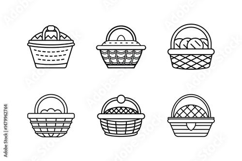 steamer basket line art vector illustration