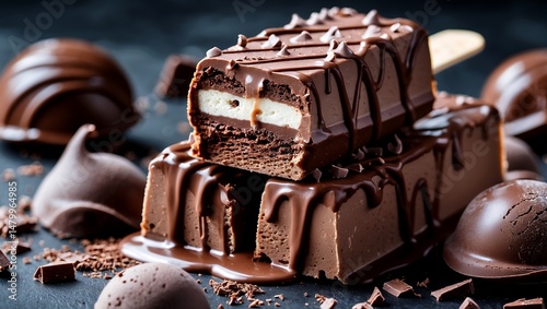 Irresistibly tempting chocolate ice cream bar on a stick