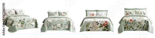 Charming floral bedding set showcasing a variety of elegant designs and colors, featuring sophisticated arrangements of roses and leaves in a tasteful, inviting style, perfect for home decor