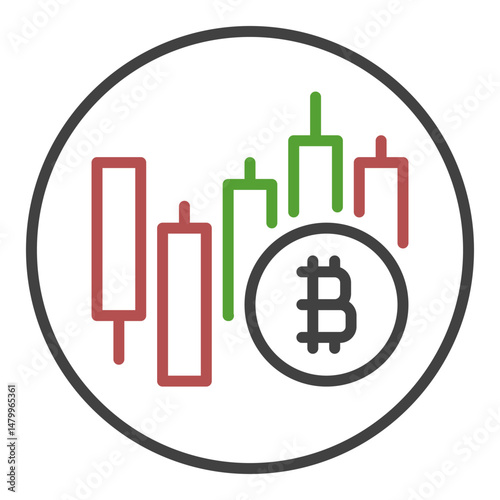 Bitcoin Investment vector Trading thin line round icon or symbol