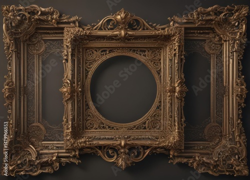 Intricate Victorian-style frames, ornate details, vector art , vintage frame,  luxurious