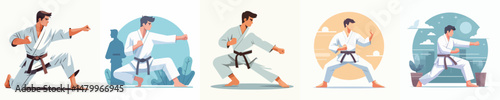 male character vector doing karate