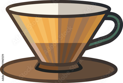 A detailed vector art illustration of a coffee filter, showcasing clean lines, minimalist design, and perfect for coffee-themed graphic projects.