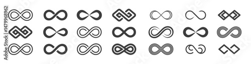 Infinity icon set. Infinity symbol collection. Vector illustration.