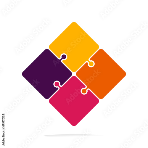 Colorful pieces background flat icon puzzle template vector