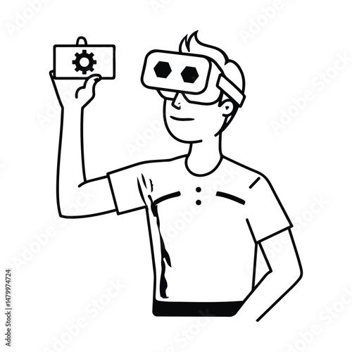 Man With VR Glasses vector