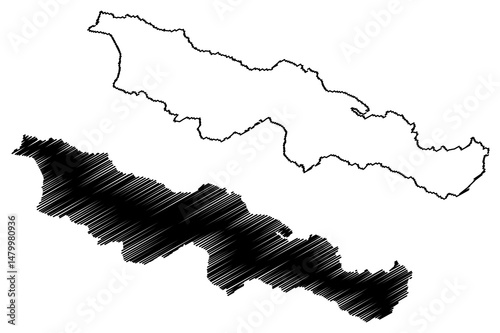 Province No. 2 (Federal Democratic Republic of Nepal, Administrative divisions) map vector illustration, scribble sketch map