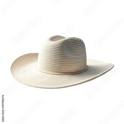 Isolated elegant white cowboy hat photographed against a pure white background