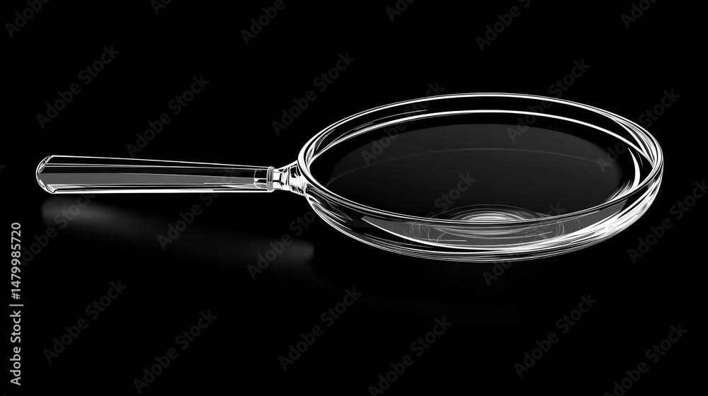 Transparent frying pan on black background Transparent frying pan on black background