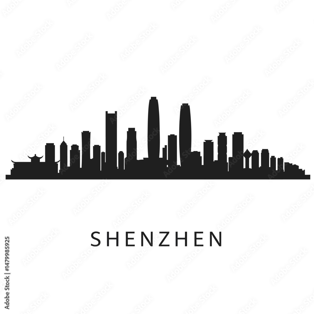 Fototapeta premium Shenzhen Silhouette City Skyline China.