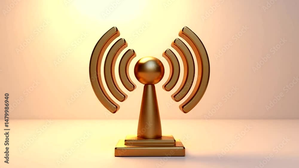 Golden wireless signal symbol Golden wireless signal symbol