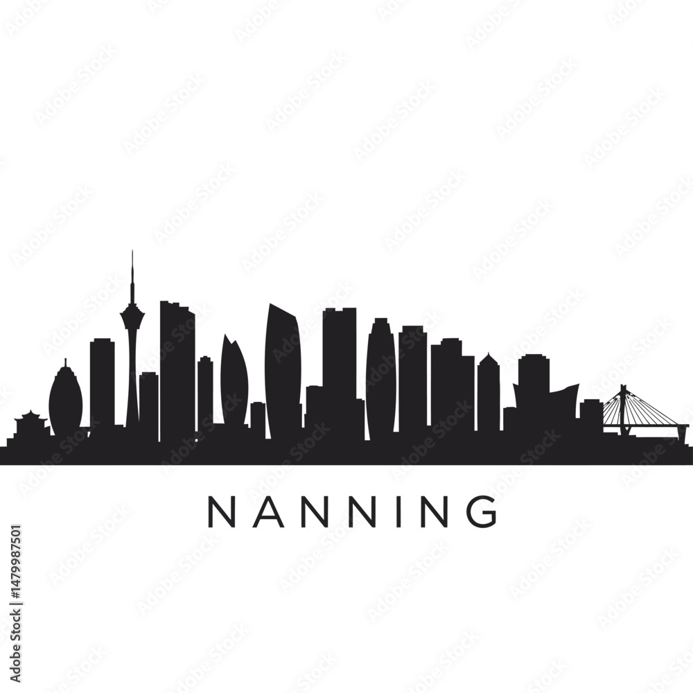 Fototapeta premium Nanning Skyline China Cityscape Silhouette.