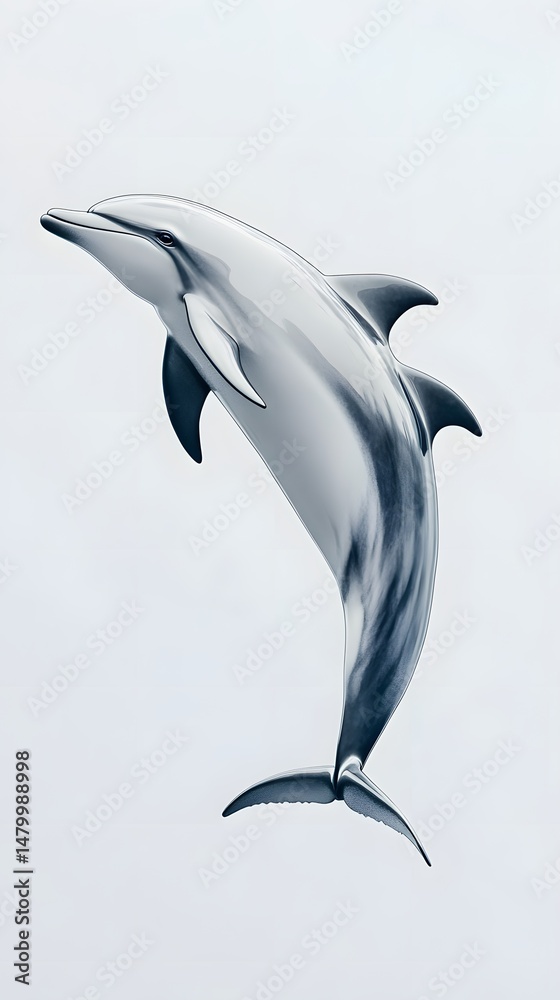 Fototapeta premium Graceful leaping dolphin against a neutral backdrop.