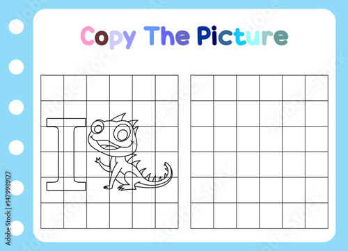 copy the picture of animal. cute iguana game Educational  for children.