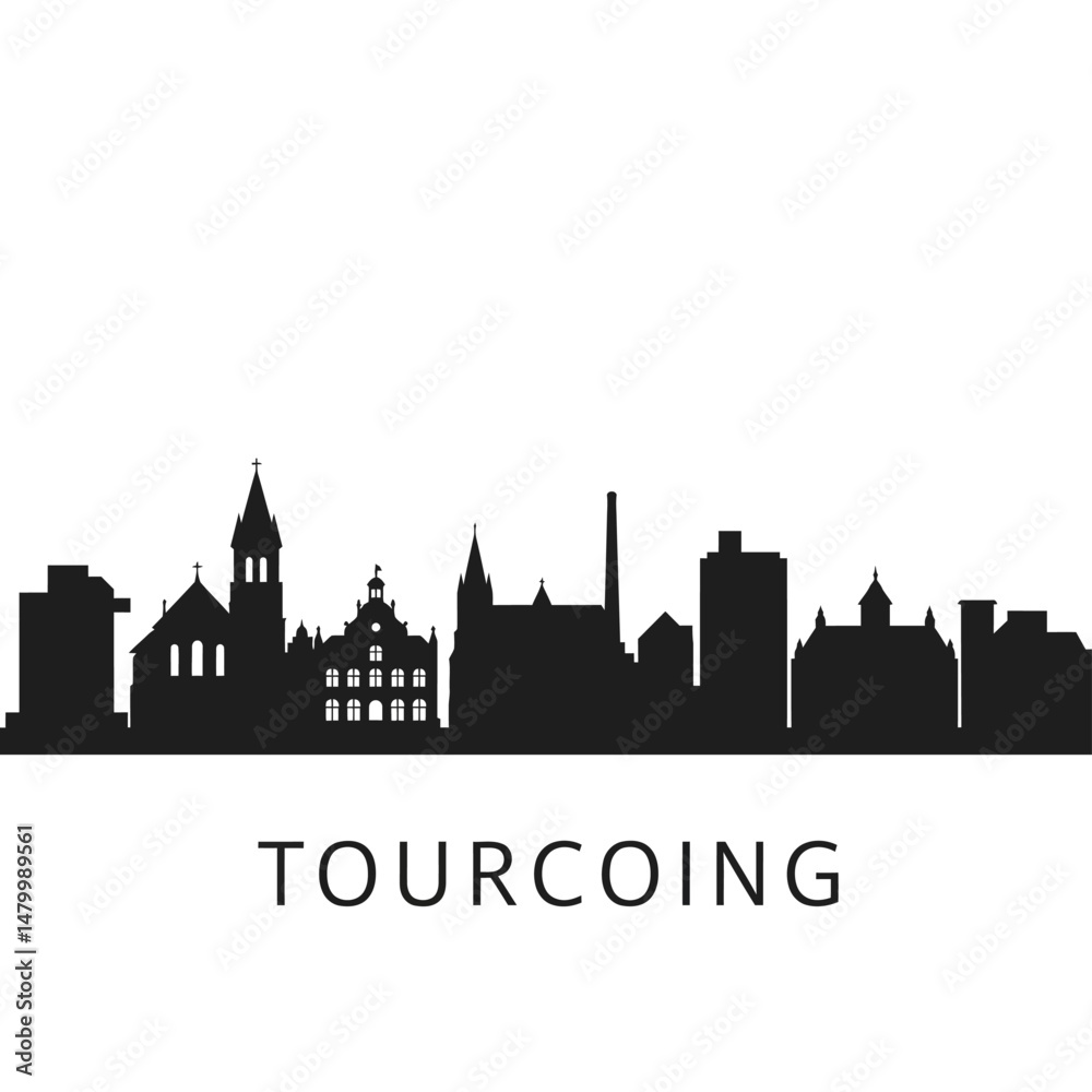 Fototapeta premium Tourcoing Silhouette France City Skyline.