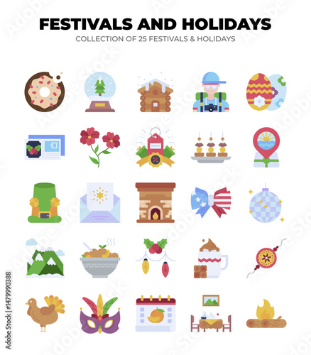Festivals and Holidays. A Collection of 25 Festive Icons