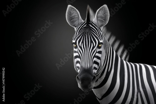 A close-up of a zebra in the wild showing vivid black and white stripes