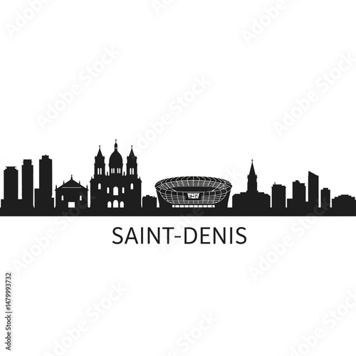 SaintDenis Skyline Cityscape Silhouette.