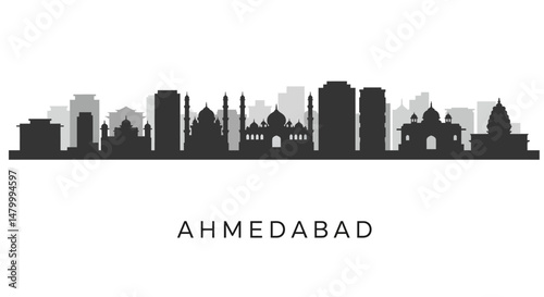 Ahmedabad India Skyline Silhouette.