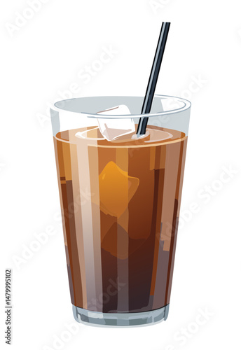 Refreshing Cold Coffee Drink - Vector Illustration