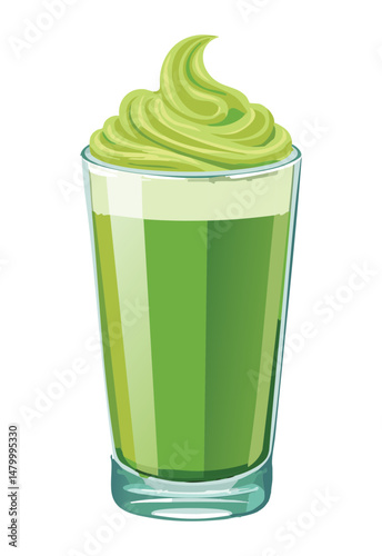 Creamy Green Tea Beverage - Vector Illustration