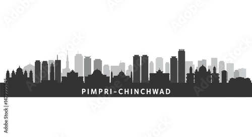 PimpriChinchwad Skyline Silhouette with India.
