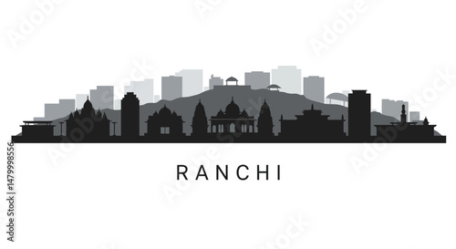 Ranchi Skyline Vector with India, Cityscape, and Silhouette.