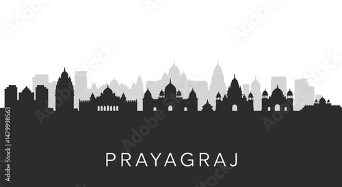 Prayagraj India Skyline Silhouette with cityscape.