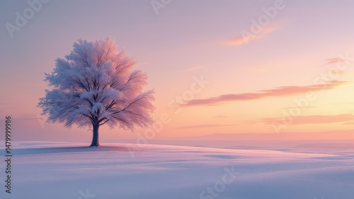 Winter s Gentle Embrace A Serene Scene of Solitary Tree Beauty