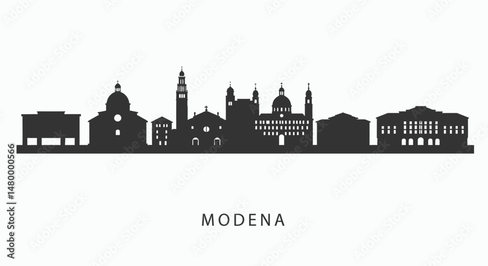 Naklejka premium Modena with Italy Skyline City Silhouette.