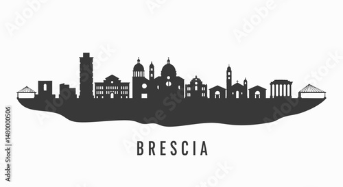Brescia Skyline Cityscape Italy Silhouette.
