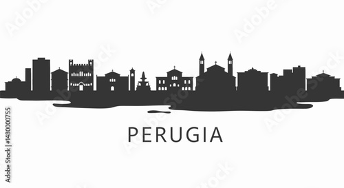 Perugia Skyline Cityscape Silhouette Umbria.